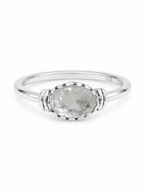 S925 Clear Quartz East West Legacy Ring